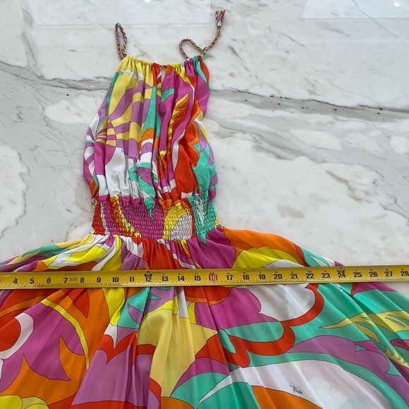 EMILIO PUCCI ORANGE PINK MULTI CHAIN SUNDRESS 9HWG30 SIZE IT42 / US 8 NWOTS! - Picture 14 of 17